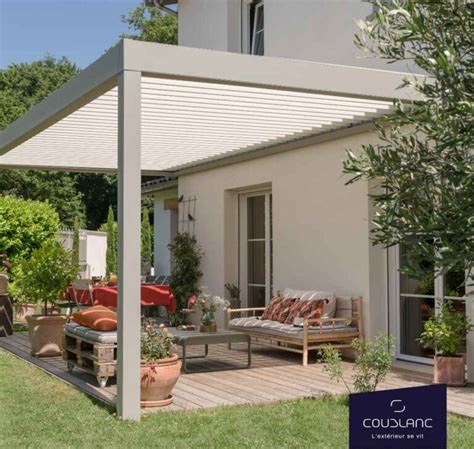 Pergola Bioclimatique Lames Orientables Coublanc V Gris Clair