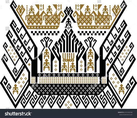 Vektor Stok Tapis Lampung Traditional Motif Vector Tanpa