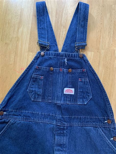 RoundHouse Bib Overalls Mens 42x32 Blue Denim Workwear Pre Owned EBay