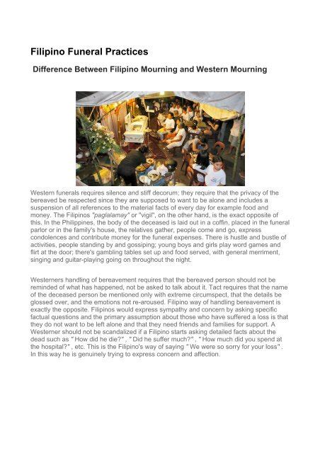 Filipino Funeral Practices Philippine Culture