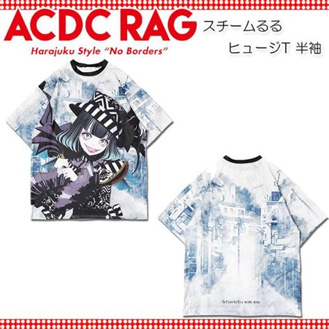 Acdc Rag エーシーディーシーラグ スチームるる ヒュージtシャツ 半袖 原宿系 アニメ コラボ デコラ カラフル 大きいサイズ