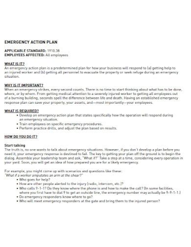 Safety Emergency Action Plan Examples Format How To Make Pdf