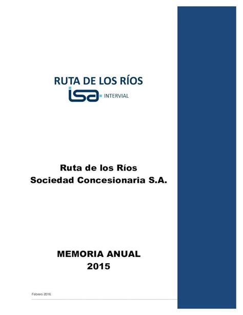 Pdf Ruta De Los R Os Sociedad Concesionaria S A La Sociedad Es