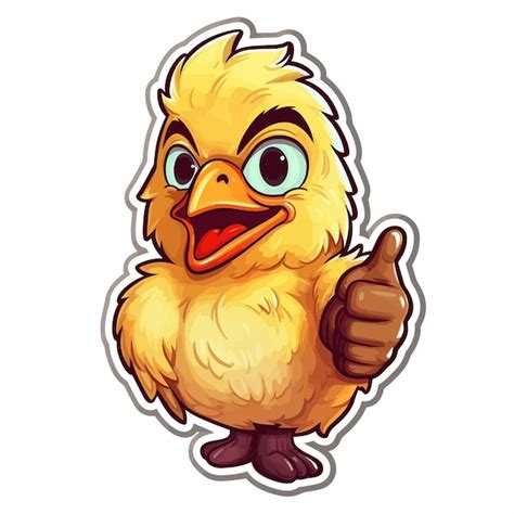 Premium Vector A Cartoon Yellow Chicken With A Thumbs Up Sign That