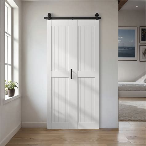 Smartstandard 84 Manufactured Wood Bi Fold Barn Door With Installation Hardware Kit Top