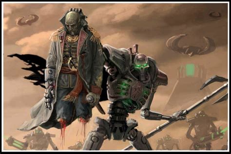 Necron Lord And Commissar By Hokunin Imaginarywarhammer Warhammer 40k