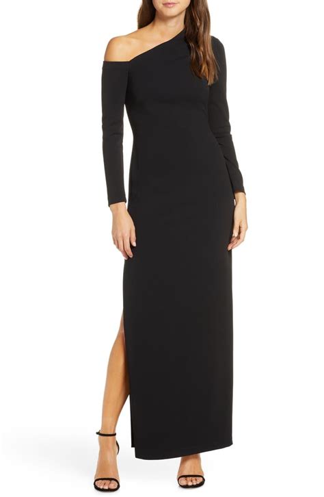 Vince Camuto One Shoulder Long Sleeve Crepe Gown Nordstrom