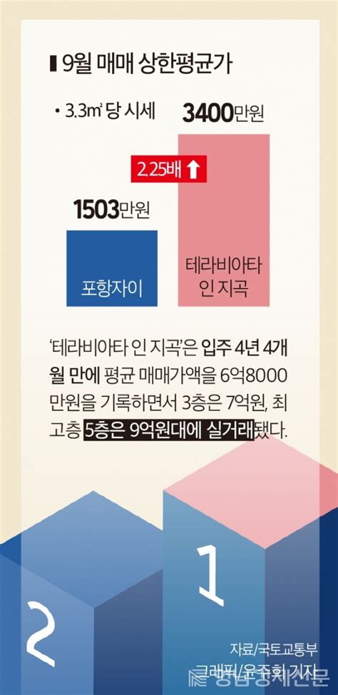 부동산뉴스 포항에 매매가 9억짜리 아파트84㎡ 나왔다 ‘테라비아타 인 지곡 4년 만에 최고가