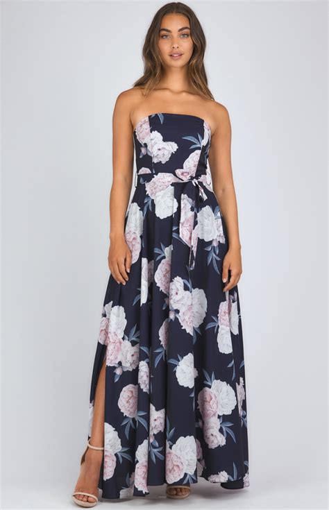 Floral Print Strapless Maxi Dress Sdr342 8a Style State