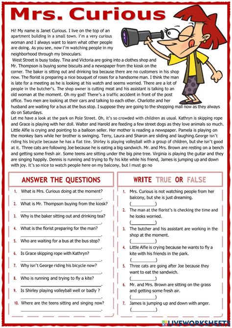 Comprehension Exercises Reading Comprehension Worksheets Parts Of