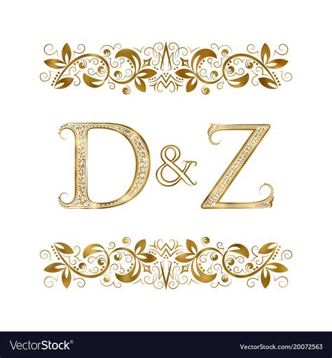 D And Z Vintage Initials Logo Symbol The Letters Vector Image