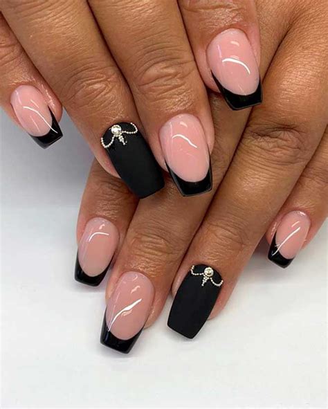 Black Tip Nails Coffin