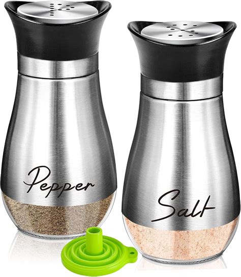 UDQYQ Stainless Steel Salt And Pepper Shakers Set With Glass Bottle