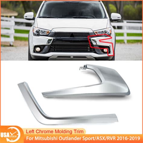 Front Bumper Left Chrome Molding Trim For Mitsubishi Outlander Sport Rvr 2016 19 Ebay