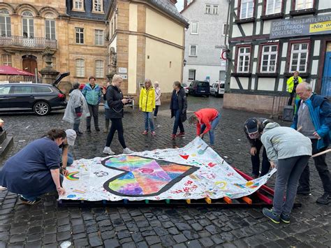 Nie wieder Krieg habillage du Lion de Lauterbach et célébration du