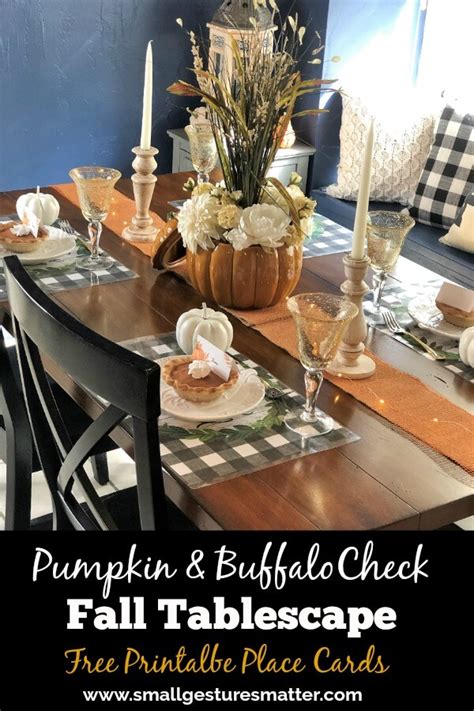 Pumpkin And Buffalo Check Fall Tablescape Small Gestures Matter