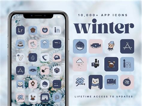 10 000 Ios 18 BLACK Christmas App Icons Winter Blue Aesthetic Widget