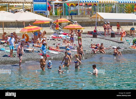 Sochi Russia 06 July 2017 Beach Mayak View Of The Beach In Sochi