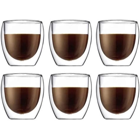 Set de 6 Verres Double Paroi espresso Tasses à café Double paroi Tasse