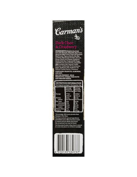 Carman S Gourmet Protein Bars Dark Choc Cranberry G Ally S B