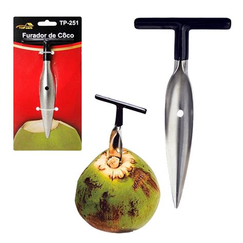 Fura Coco Furador Perfurador Manual Abridor Inox Facil Uso Shopee Brasil