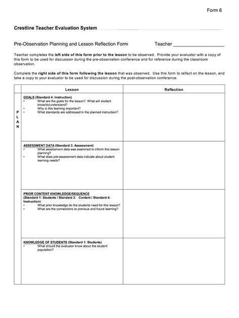 Teacher Observation Form Fill Online Printable Fillable Blank