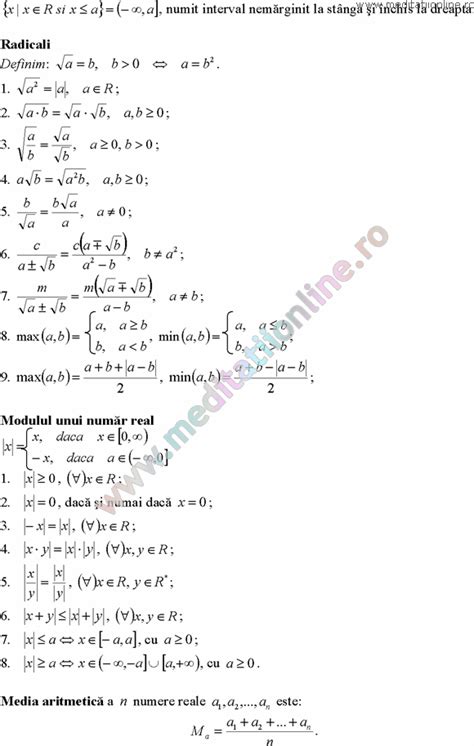 formule matematica gimnaziu   formule  teorie algebra clasele