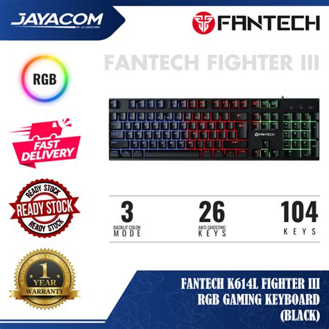 Fantech K L Fighter Iii Rgb Gaming Keyboard Black Backlit Mode