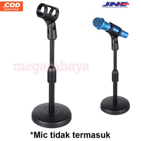 Jual Stand Mic Meja Kaki Bulat Holder Microphone Tripod Mikropon Meja