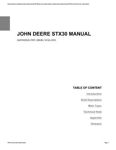 John deere stx30 manual by caseedu674 - Issuu