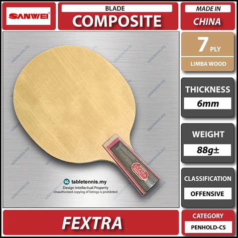 Sanwei Blade Fextra Cs All Wood Table Tennis Blade Paddle Racket Ping