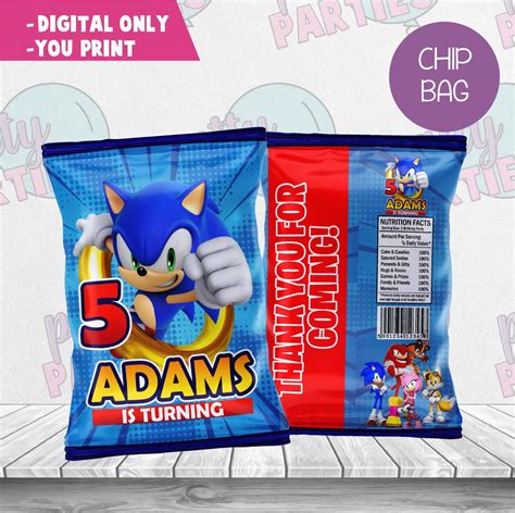 Sonic Goodie Bag Label Sonic Birthday Sonic Party Chip Bags