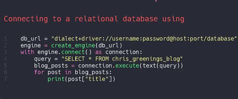 Connecting To A Relational Database Using Sqlalchemy And Python Dev