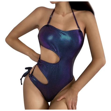 Beach High Swi Neck Lacing Swimsuit One Piece Sexy Bikini Hanging