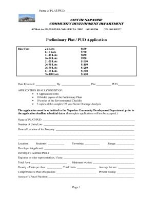 Fillable Online Preliminary Plat Pud Application Fax Email Print