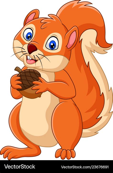 Cartoon Squirrel Holding Nut Royalty Free Vector Image