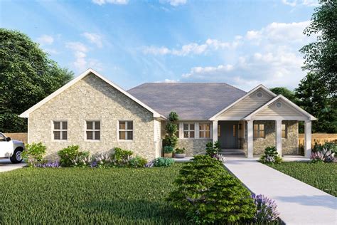 Ranch Home Plan With Beds On Main Level And Optional Bed Adu On