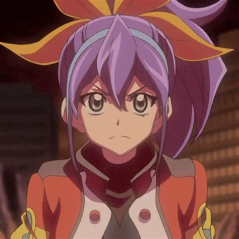 An Anime Character With Purple Hair And Orange Eyes