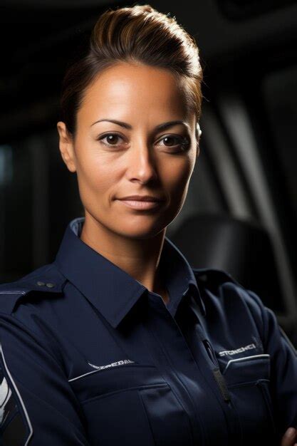 Premium Photo Portrait Of A Female Police Officer In Uniform