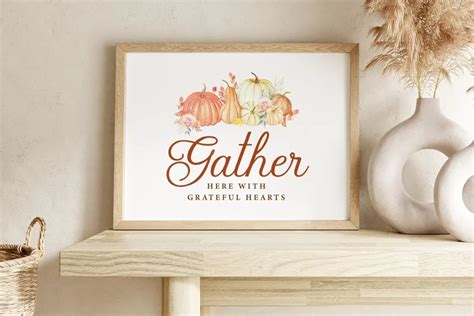 Gather Here With Grateful Hearts Wall Art Free Printable Printybird