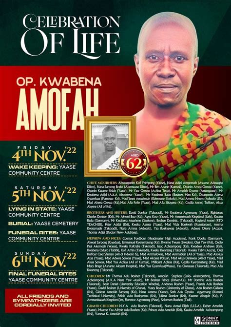 Funeral Poster Of The Late Opanin Amofah Designed By Oppomence Graphics