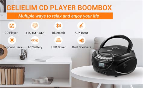 Amazon Gelielim Cd Player Boombox Am Fm Radio Stereo Bluetooth