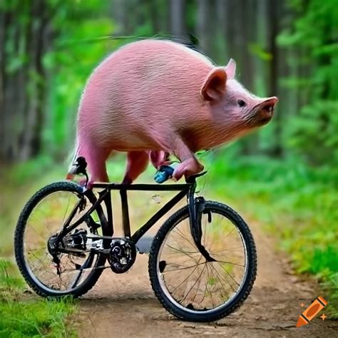 Realistic Pig Riding A Bike In Nature On Craiyon