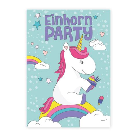 Einladungskarten Kindergeburtstag Einhorn Party Einladungen