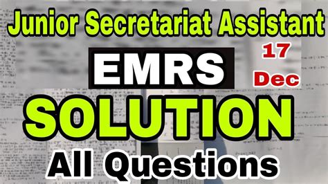 Emrs Junior Secretariat Assistant Solution Emrs Jsa Paper