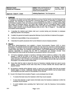 Fillable Online Maricopa A Hazard Communication Plan Maricopa