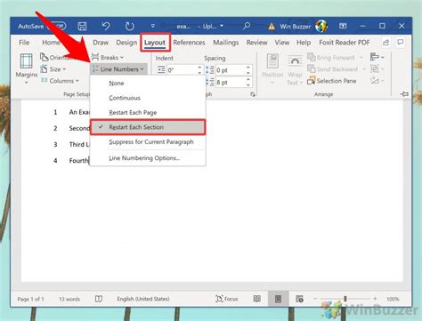 Microsoft Word How To Add Or Remove Line Numbers Winbuzzer