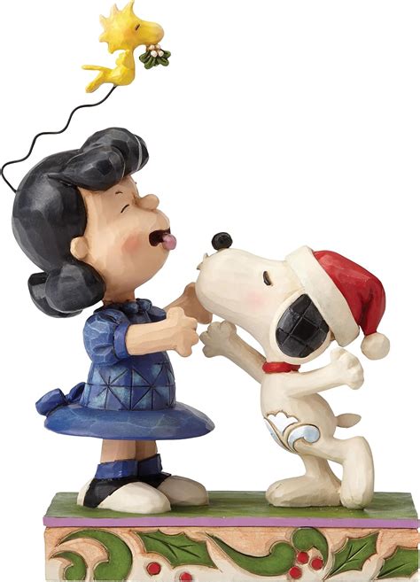 Peanuts By Jim Shore Snoopy Kissing Lucy Mistletoe Stone Resin Figurine