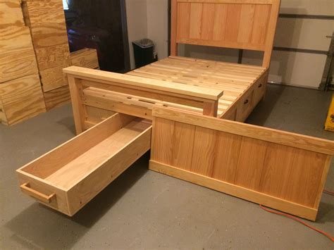 Farmhouse Storage Bed With Hidden Drawer Diy Bed Frame Pallet