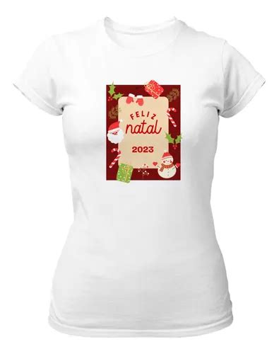 Camiseta Feliz Natal 2023 Papai Noel Feminina Parcelamento Sem Juros